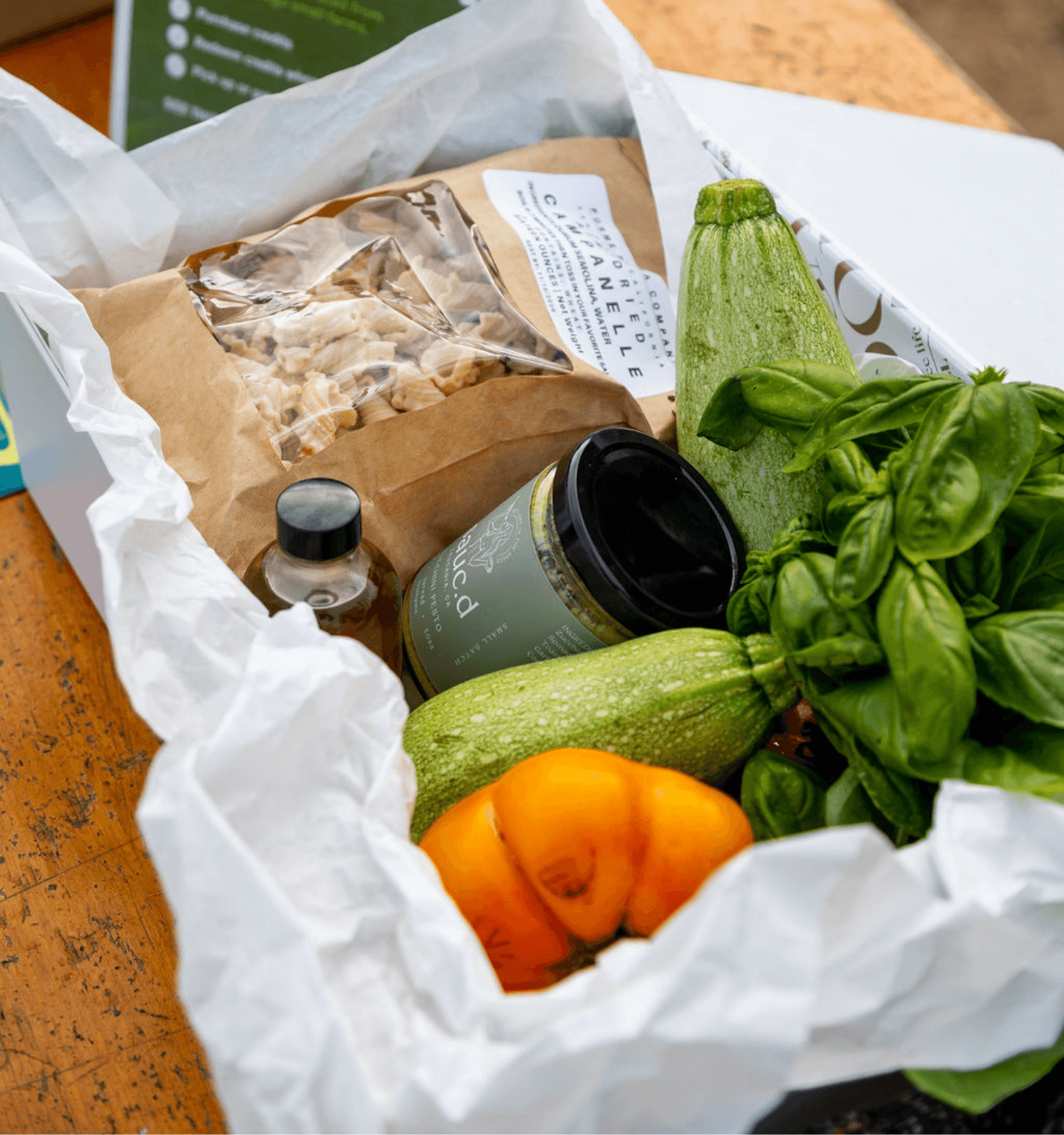 Cardiff Tiny Farm CSA boxes on the farm bench